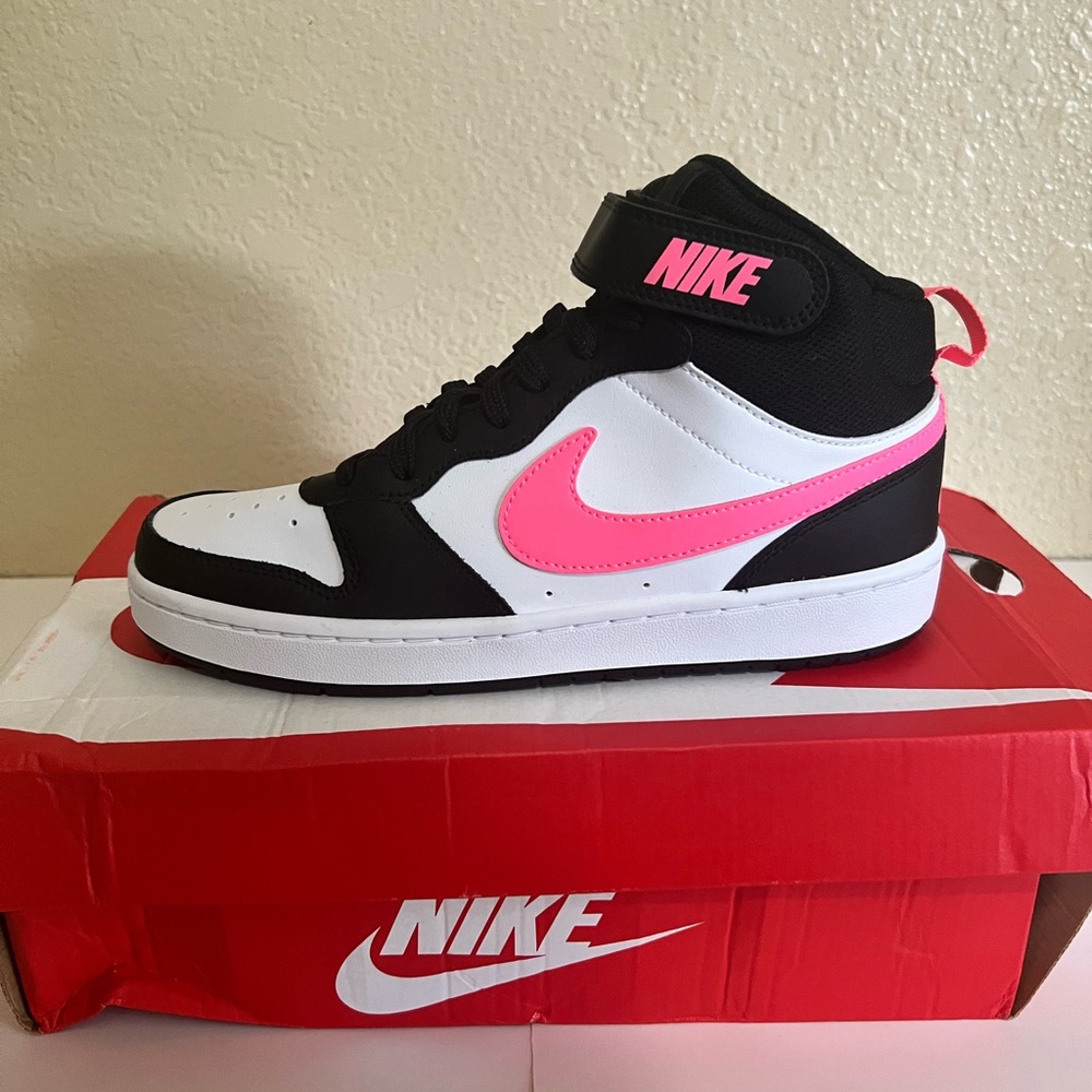Nike Black, White & Pink Mid-Top Sneaker